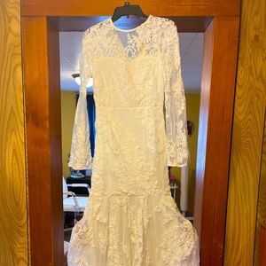 Beautiful white wedding gown.